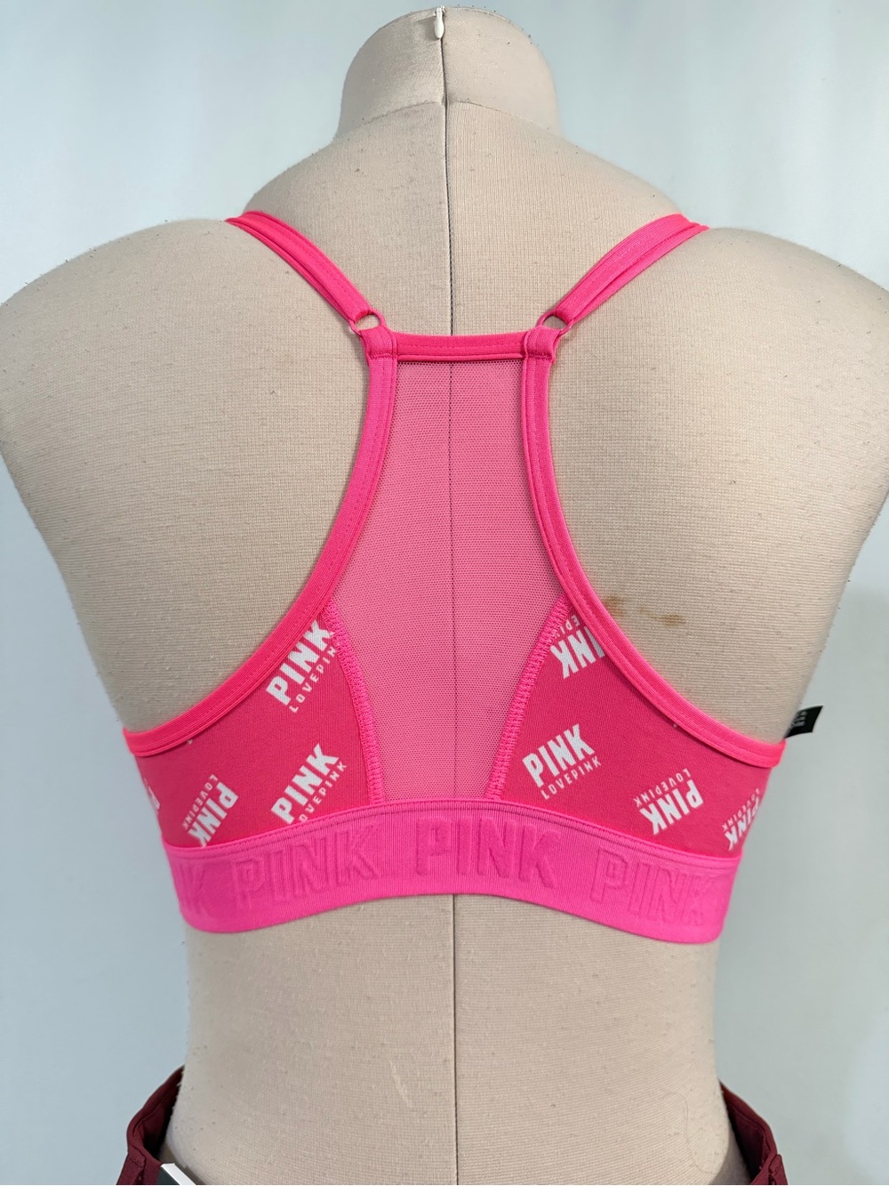PINK Victoria's Secret Hot Pink Logo Wireless Scoop Sport Bra Bralette M and XL - Picture 3 of 3